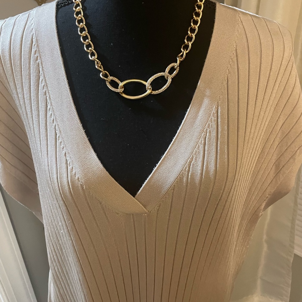 Khaki colored ribbed maxi dress